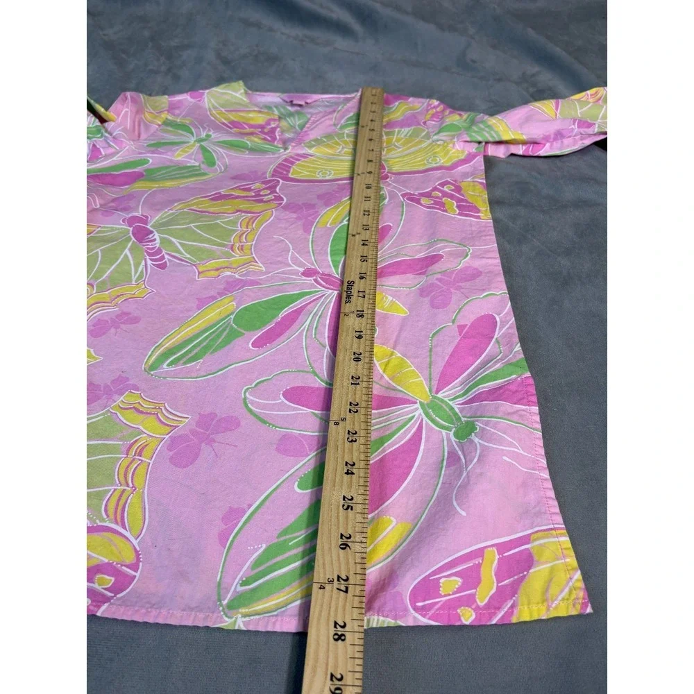 Lilly‎ Pulitzer Girls Butterfly Pink Tunic Dress 100% Cotton Beach Pool Preppy L